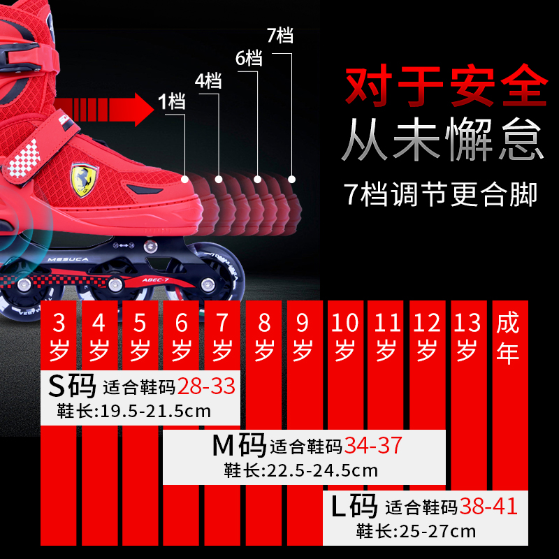 Ferrari 法拉利 FK20 儿童专业轮滑鞋豪华礼盒装（含头盔护具+护臀+背包+工具套装）天猫优惠券折后￥279包邮
